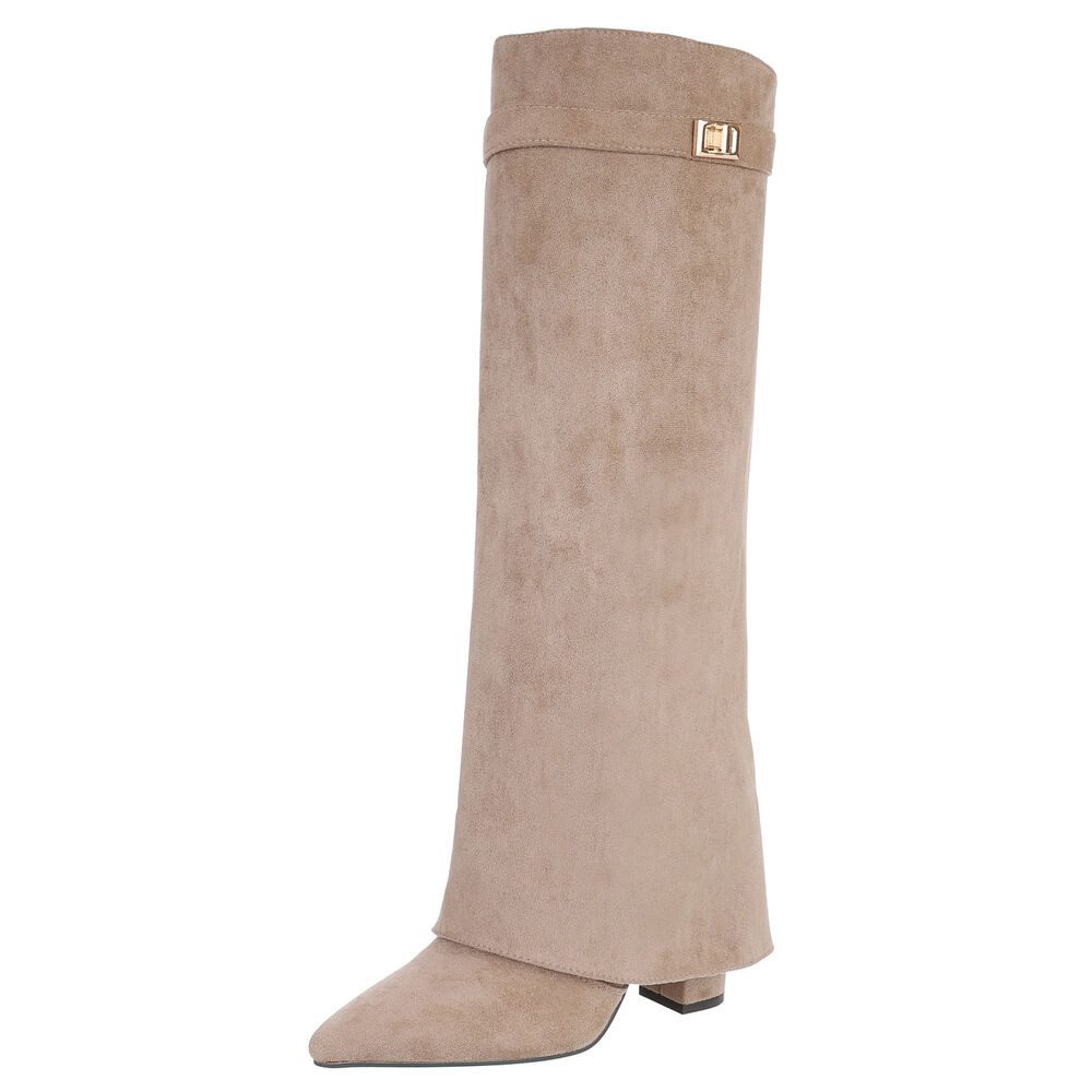 Ital-Design Elegante kniehohe Stiefelette mit Blockabsatz günstig online kaufen