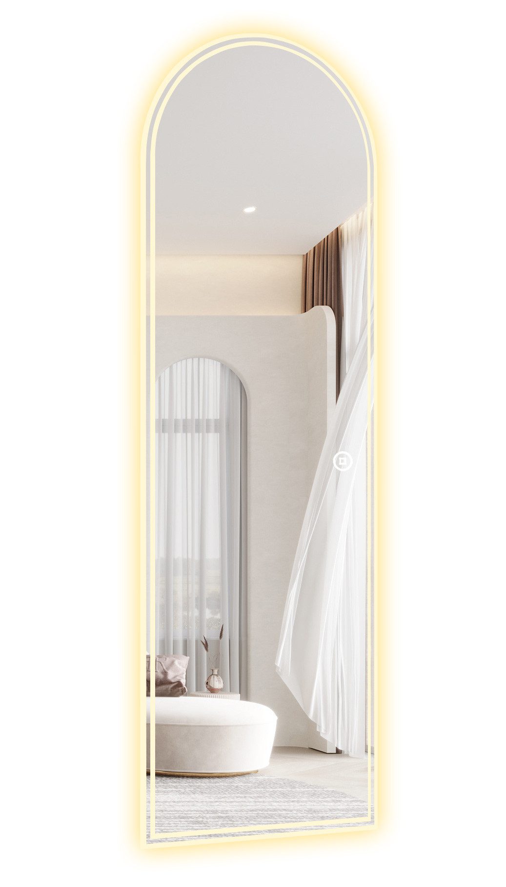 WDWRITTI Wandspiegel groß Ganzkörperspiegel Led Kalt/Neutral/Warmweiß Dimmbar 150x50 (Lichtspiegel, für Schlafzimmer, Wohnzimmer, Hotel, Friseurladen, Garderobe, Flur), Touch, Wandschalter, Memory