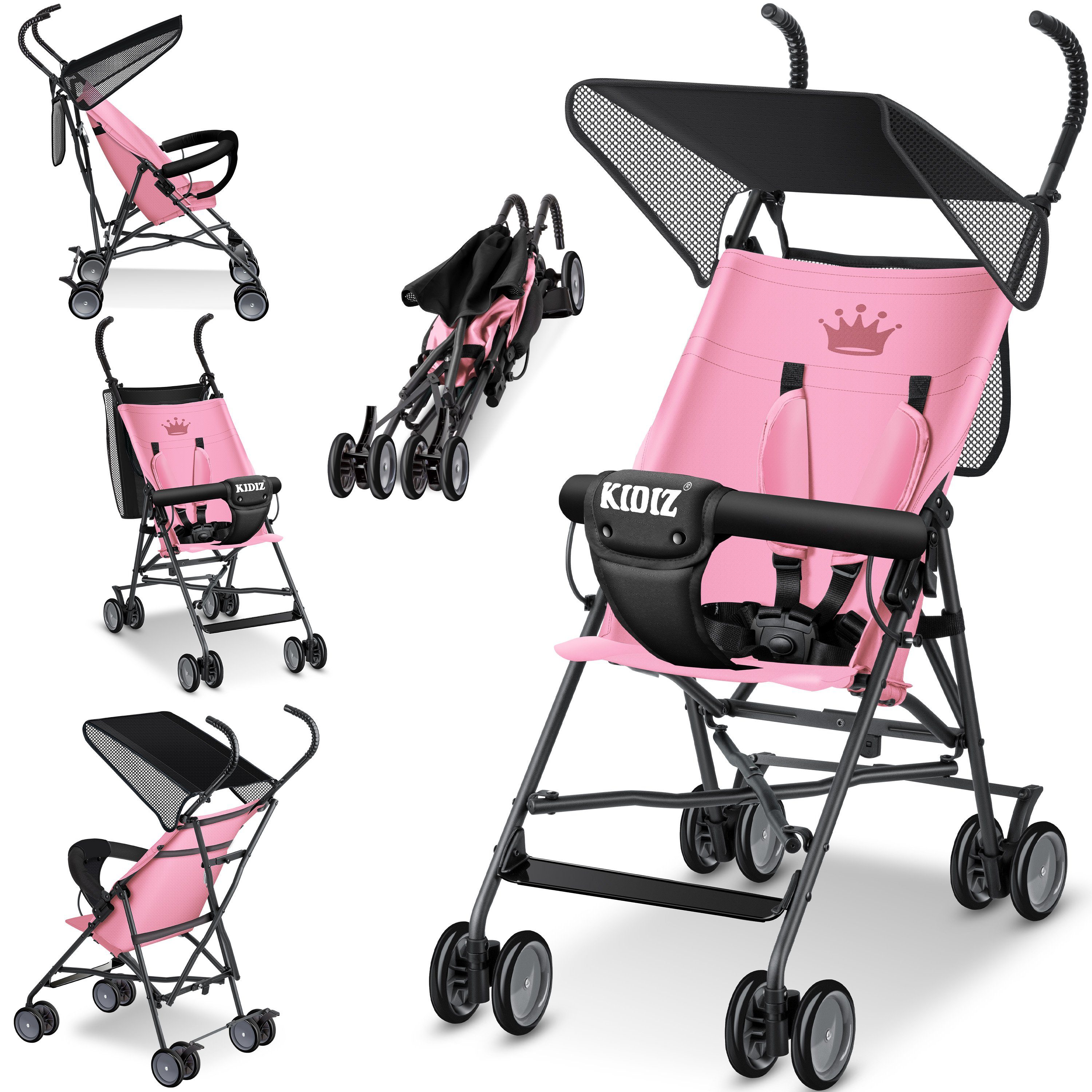 KIDIZ Kombi-Kinderwagen, Kinderwagen CITY Buggy Kinderbuggy klappbar Sportwagen Faltbar rosa