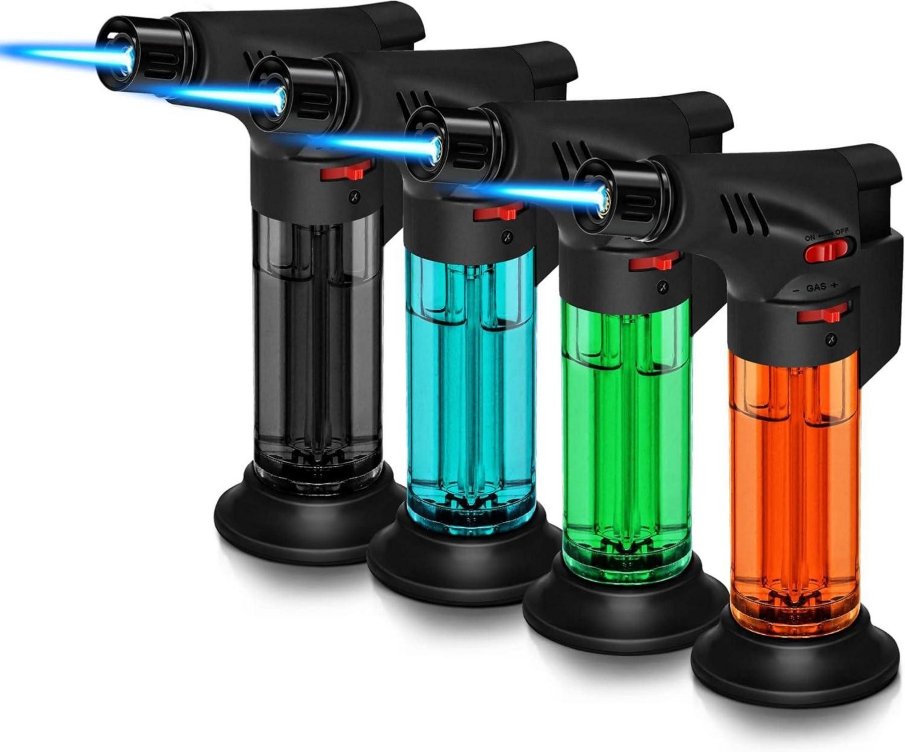 Feuerzeug 4 Stück Jetflame Feuerzeug Set, Winddicht, Sturmfeuerzeug, Butan