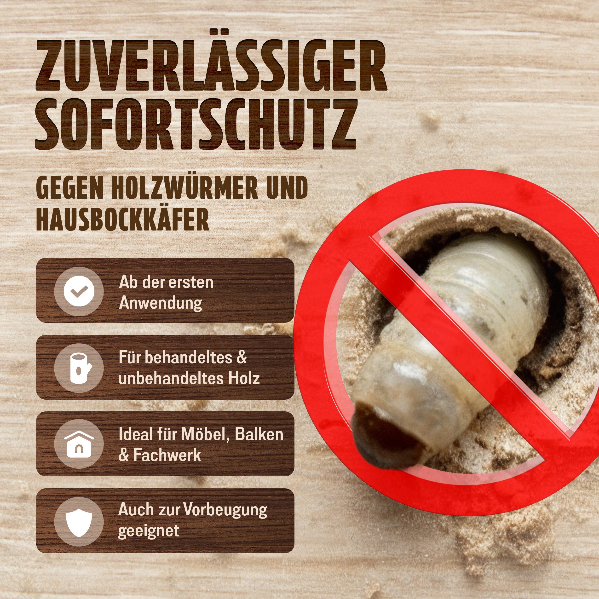 FUTUM Holzwurm-Ex 500ml Holzwurm-Spray gegen Holzwürmer, Hausbock mit Langzeitwirkung, MADE IN GEERMANY