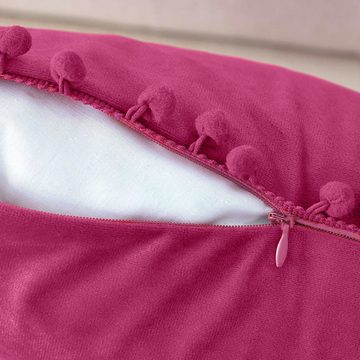 Kissenbezug Hochwertige Kissenbezüge mit Pom Pom im angesagtem Boho Style, Angel's Pride (2 Stück), mit verstecktem Reißverschluss