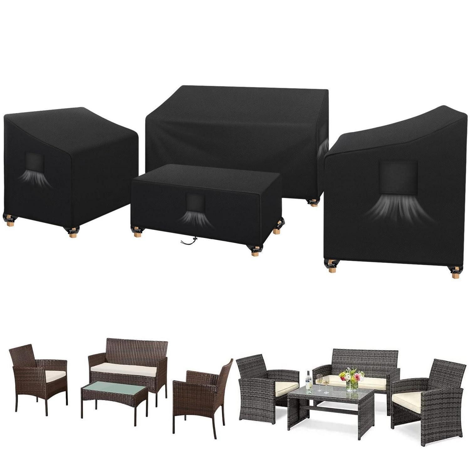 LuxusKollektion Gartenmöbel-Schutzhülle Gartenmöbel Abdeckung 4er Set 210D