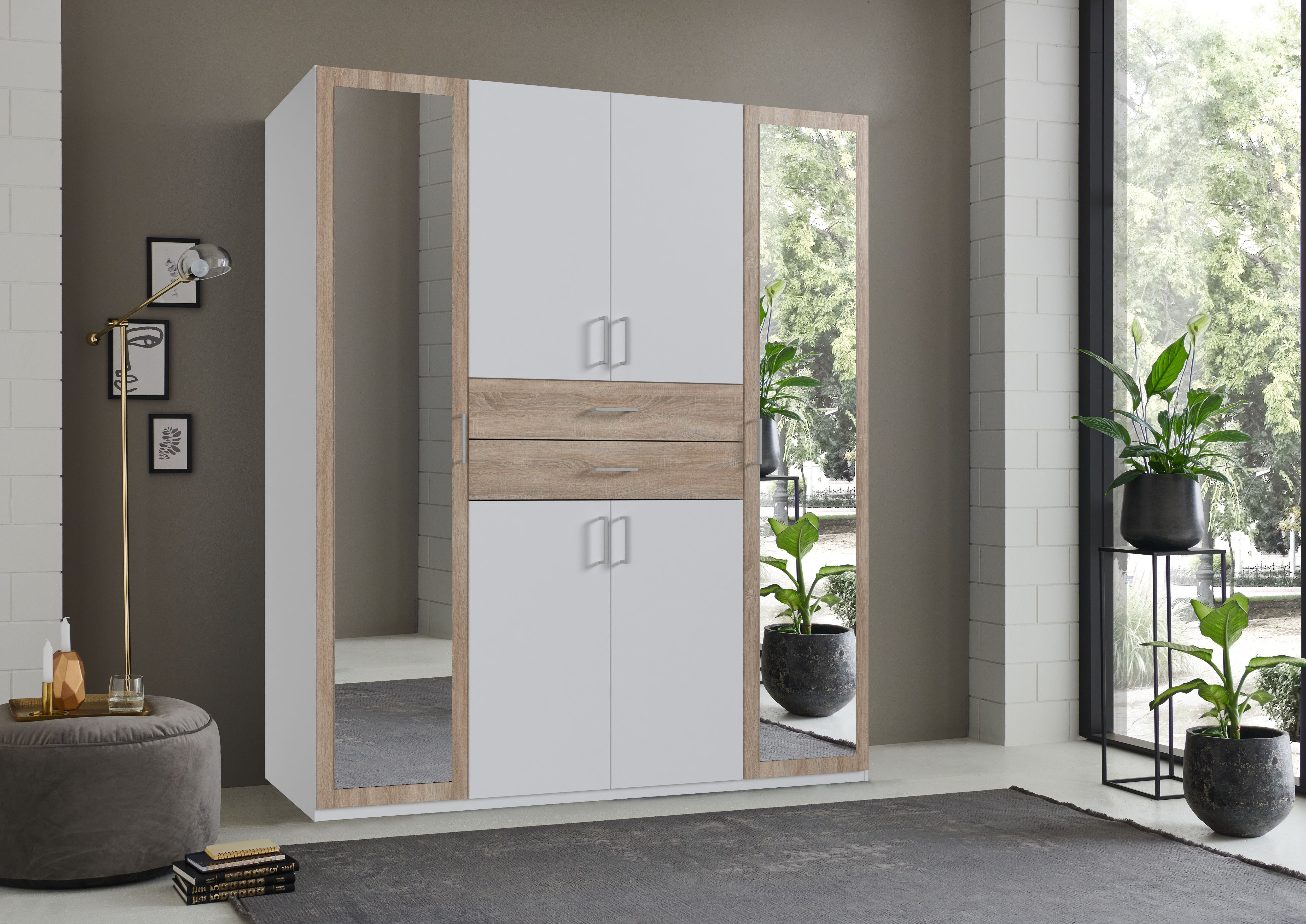 Wimex Kleiderschrank Diver Drehtürenschrank mit Spiegel, 180, 225 o. 270cm breit Bestseller Schlafzimmerschrank wahlweise 3 Innenausstattungen