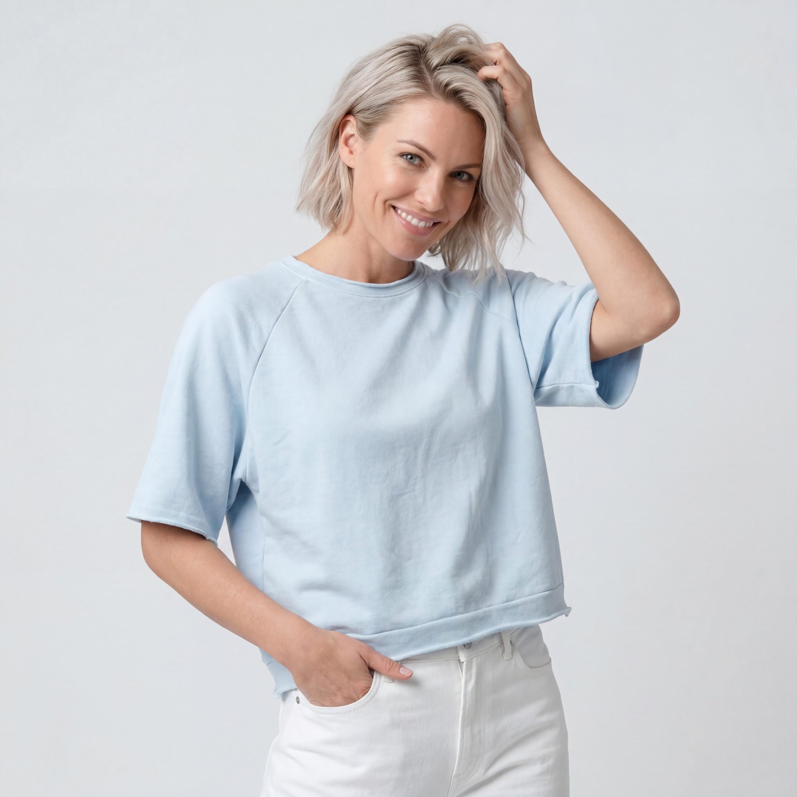 T-Shirt Damen Strand Sweatshirt Baumwoll Shirt Raglan Kurzarm