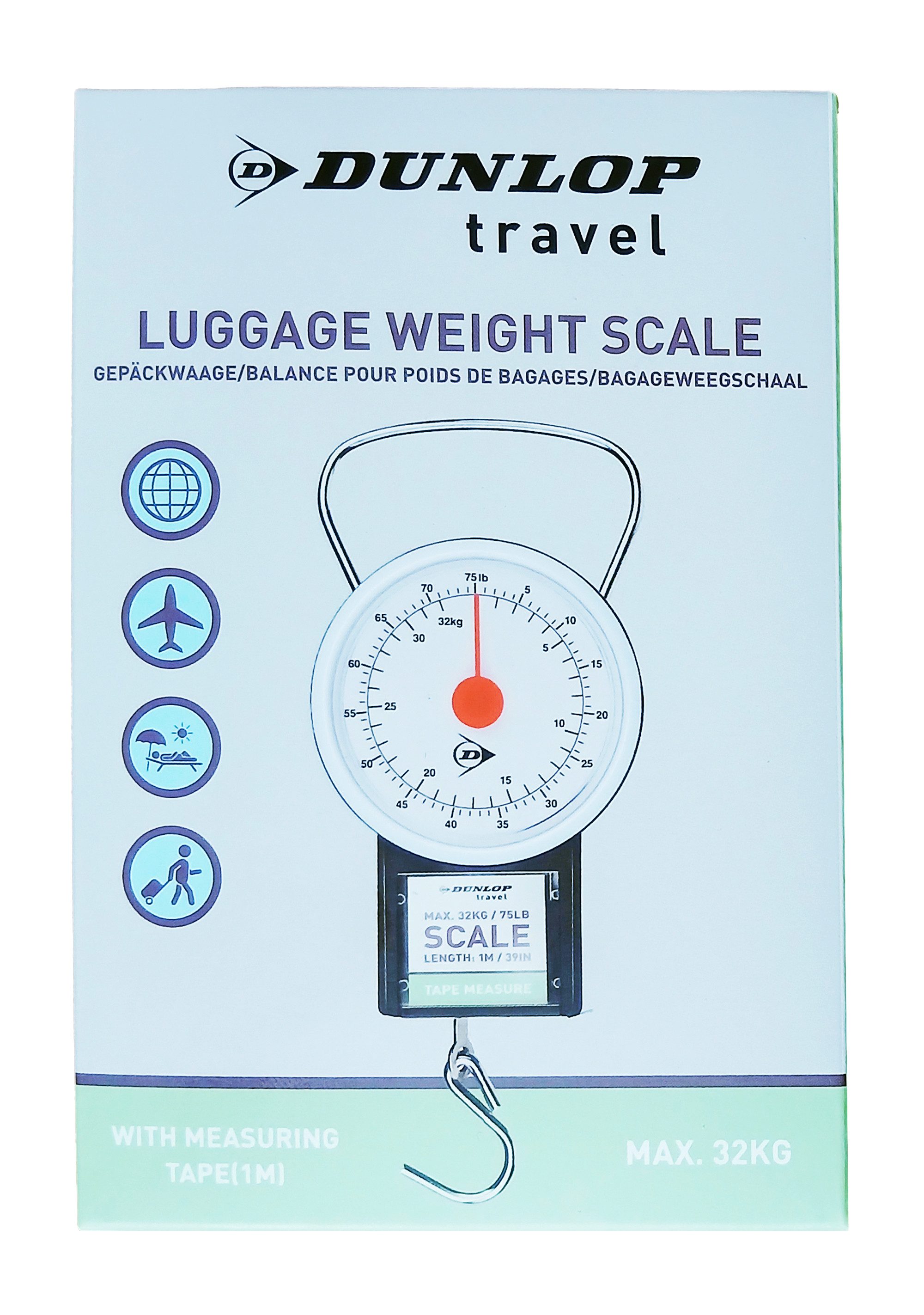 Lifetime Kofferwaage GEPÄCKWAAGE 32kg mit Maßband Kofferwaage Handwaage Zugwaage 91, Tragkraft 32 kg, Reisewaage Hängewaage Angelwaage Waage