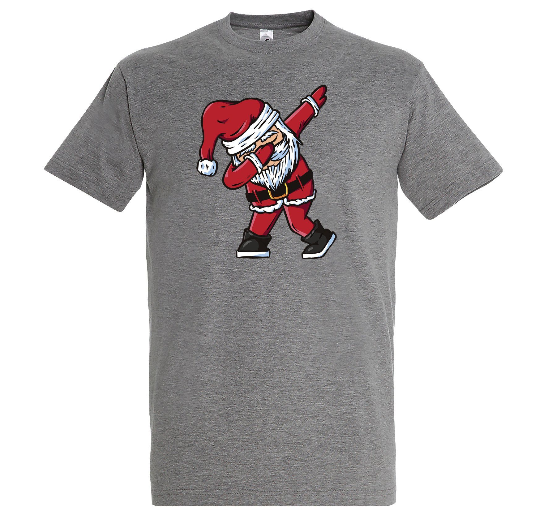 Youth Designz T-Shirt Dabbing Santa Herren Shirt mit modischem Frontprint Grau