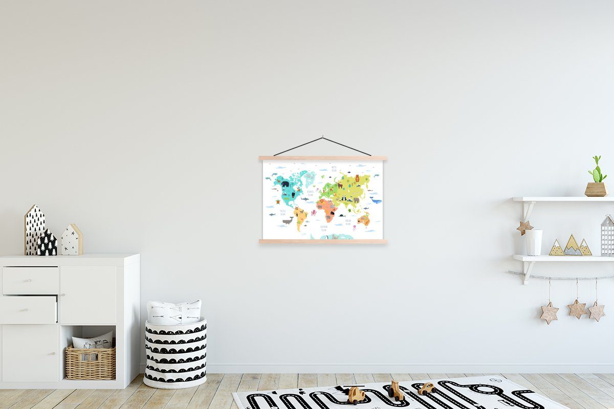 MuchoWow Poster Weltkarte - Tiere - günstig online kaufen
