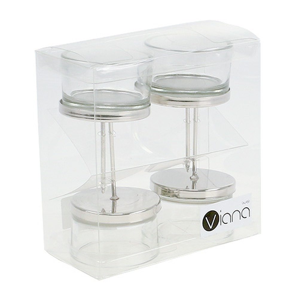 Florists Products Kerzenhalter Silberner Kerzenhalter Glas Windlicht Set 4 Stk Teelicht, 4 Stück – Bild 4 von 4