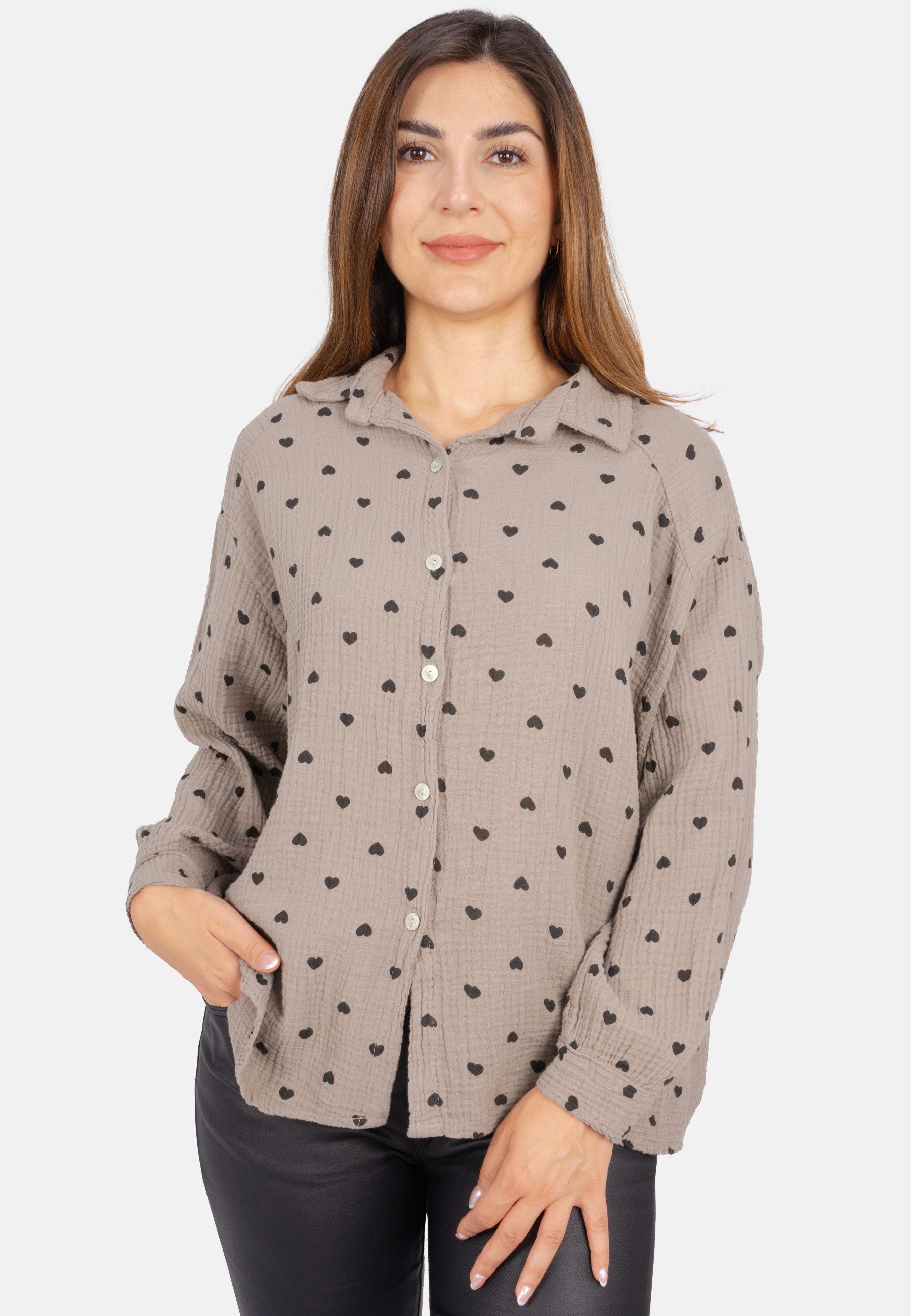 Hemdbluse LIYA MUSSELIN HERZ OVERSIZED