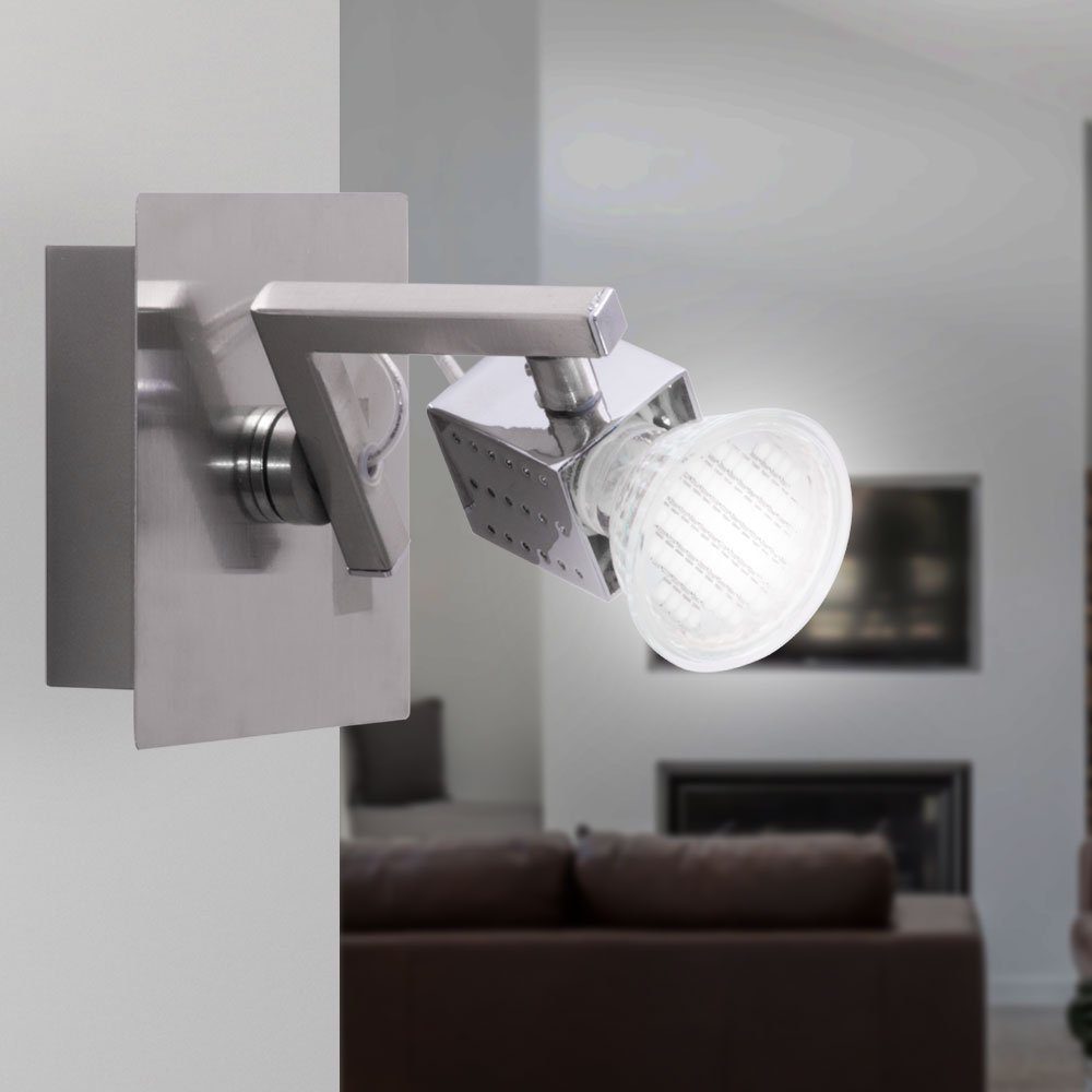 Globo LED Wandleuchte, Leuchtmittel inklusive, Warmweiß, LED Wand Leuchte Chrom Spot Strahler verstellbar Wohn Zimmer