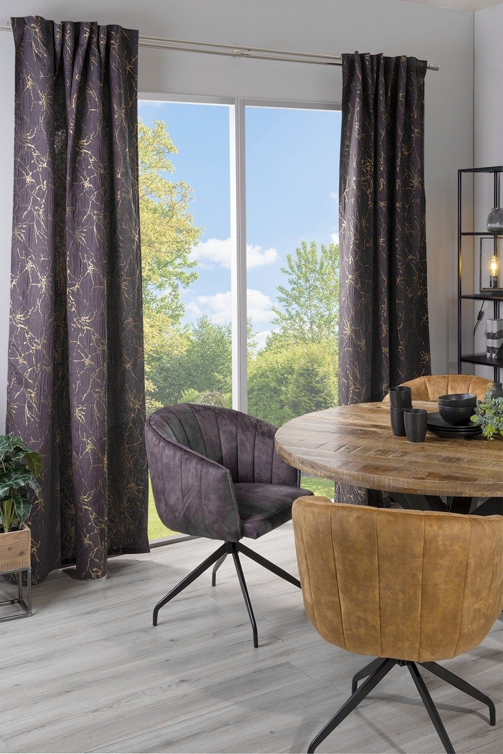 Home4You Vorhang, Anthrazit, Goldfarben, 140 x günstig online kaufen