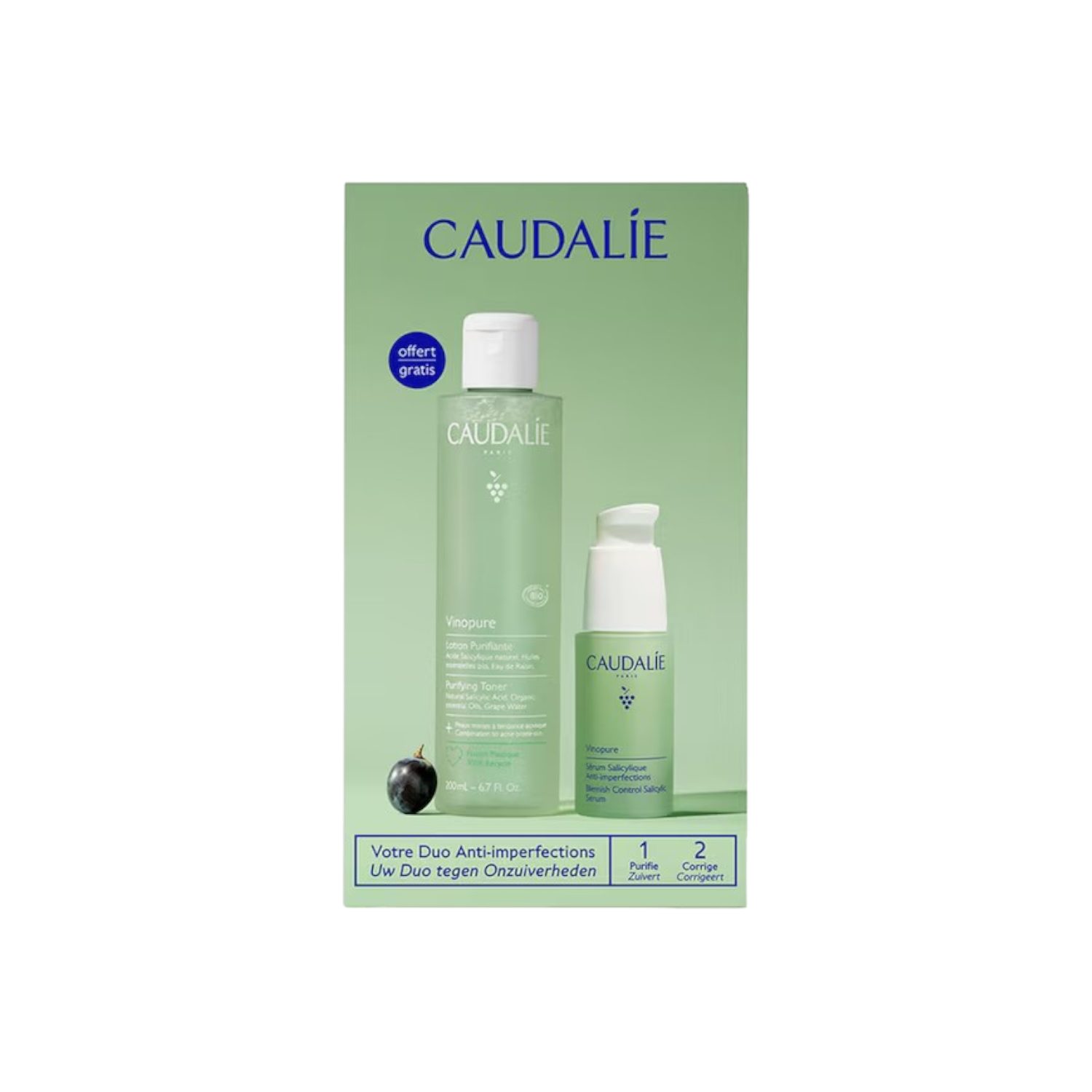 Caudalie Gesichtspflege-Set Caudalie Vinopure Serum & Toner 2026, 2-tlg.