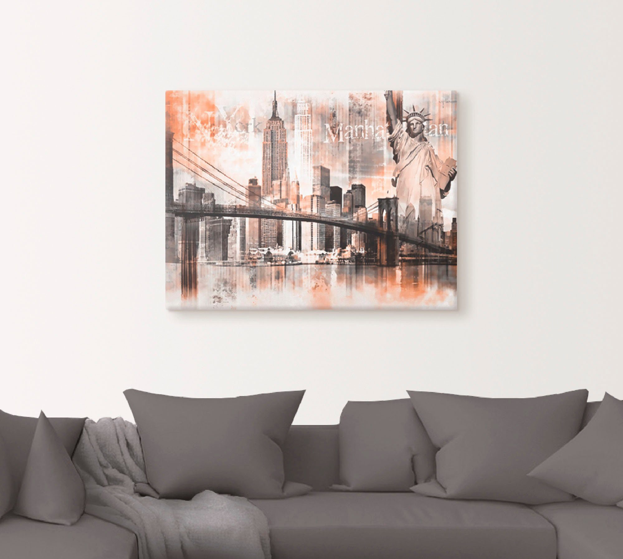 Artland Leinwandbild New York Skyline Collage V, Amerika (1 St), auf Holzrahmen gespannt