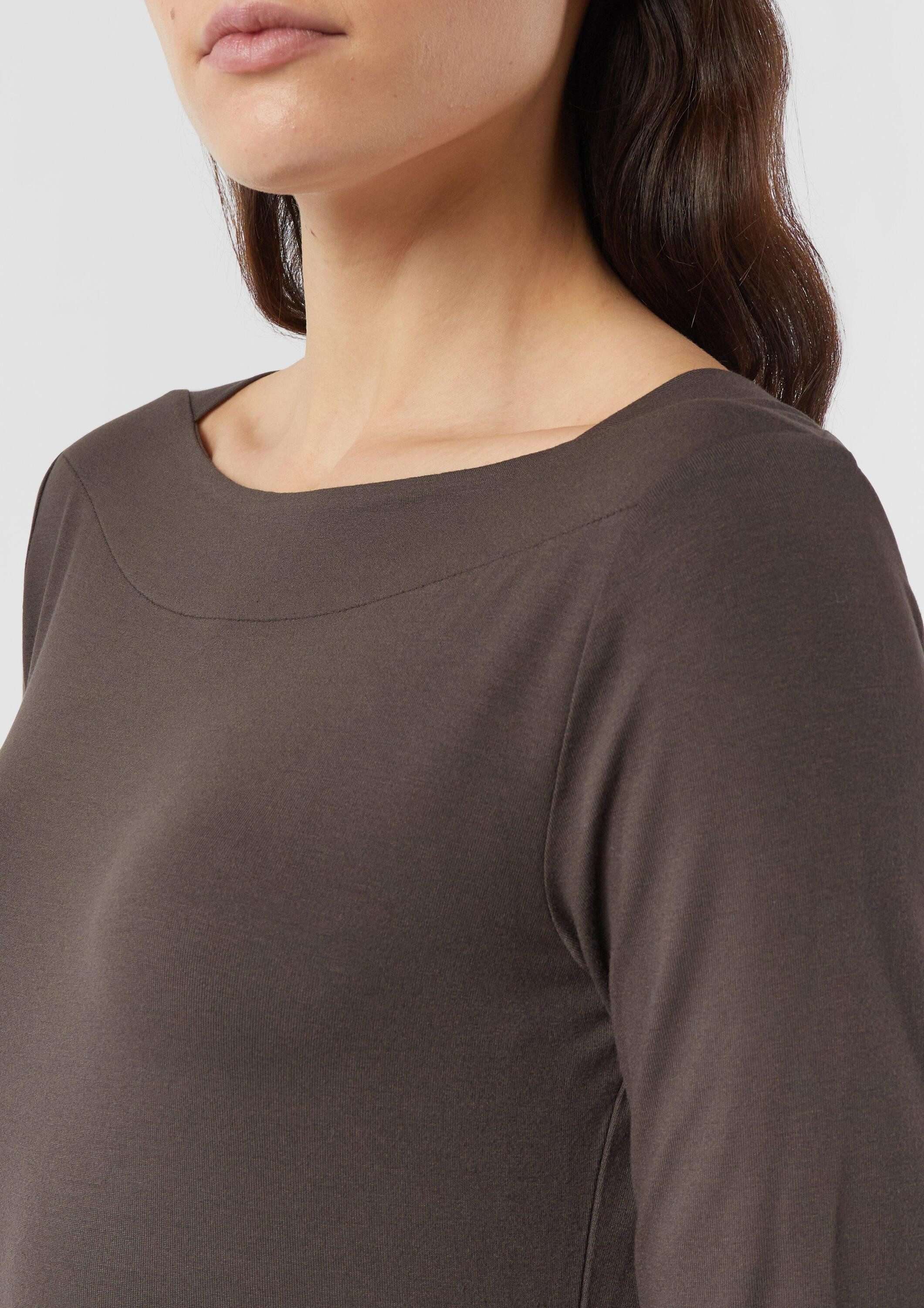 comma 3/4-Arm-Shirt T-Shirt Viskoseshirt im Slim Fit mit 3/4-Ärmeln