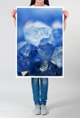 Sinus Art Poster Künstlerische Fotografie  Dunkelblaue Quartzkristalle 60x90cm Poster