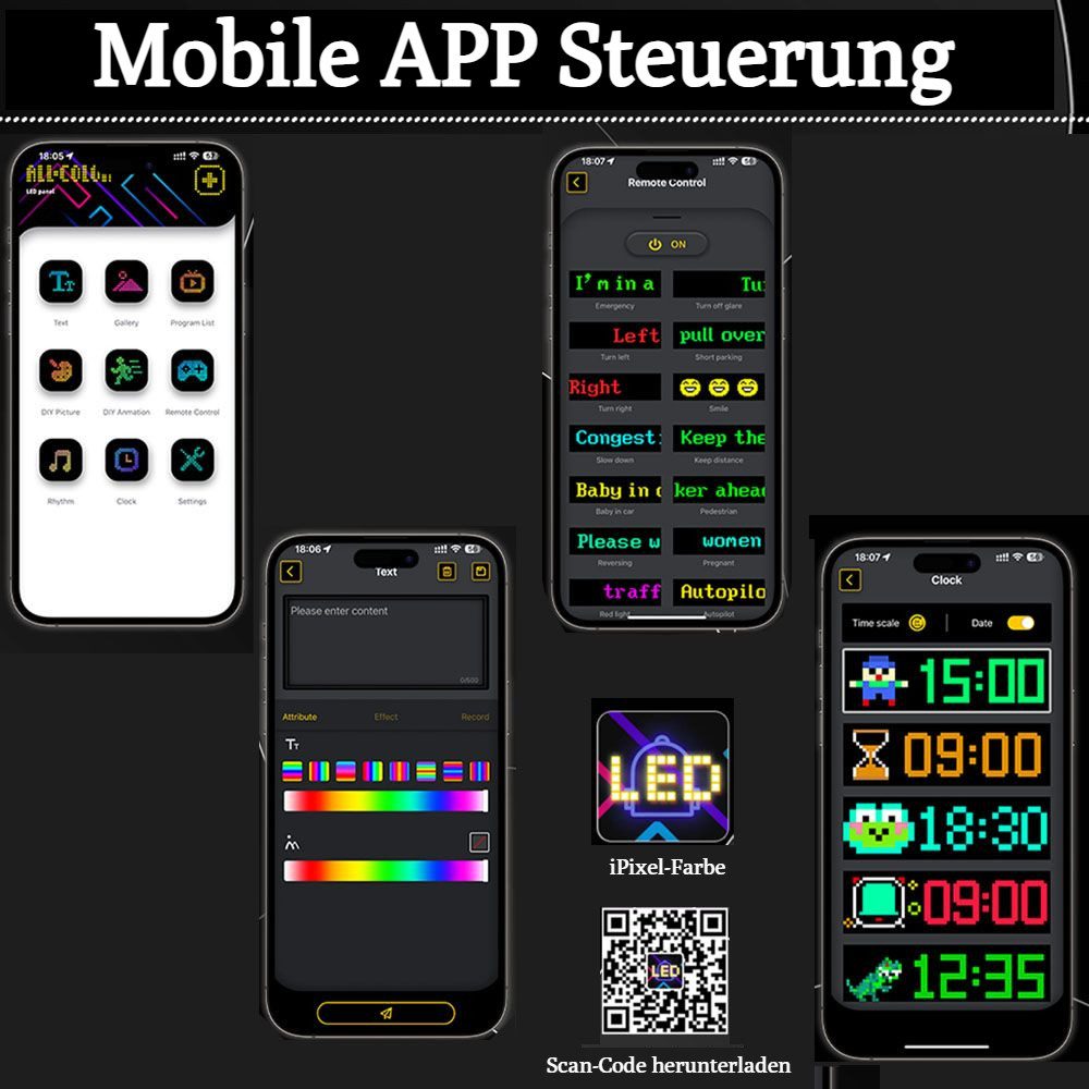 VIVIHEYDAY LED Nachtlicht Devil Eyes Light, Led Anzeige Programmierbar Led Laufschrift, Leuchtreklame Personalisiert Leuchtschild für Text, Graffiti, Smart App, Bluetooth USB 5V