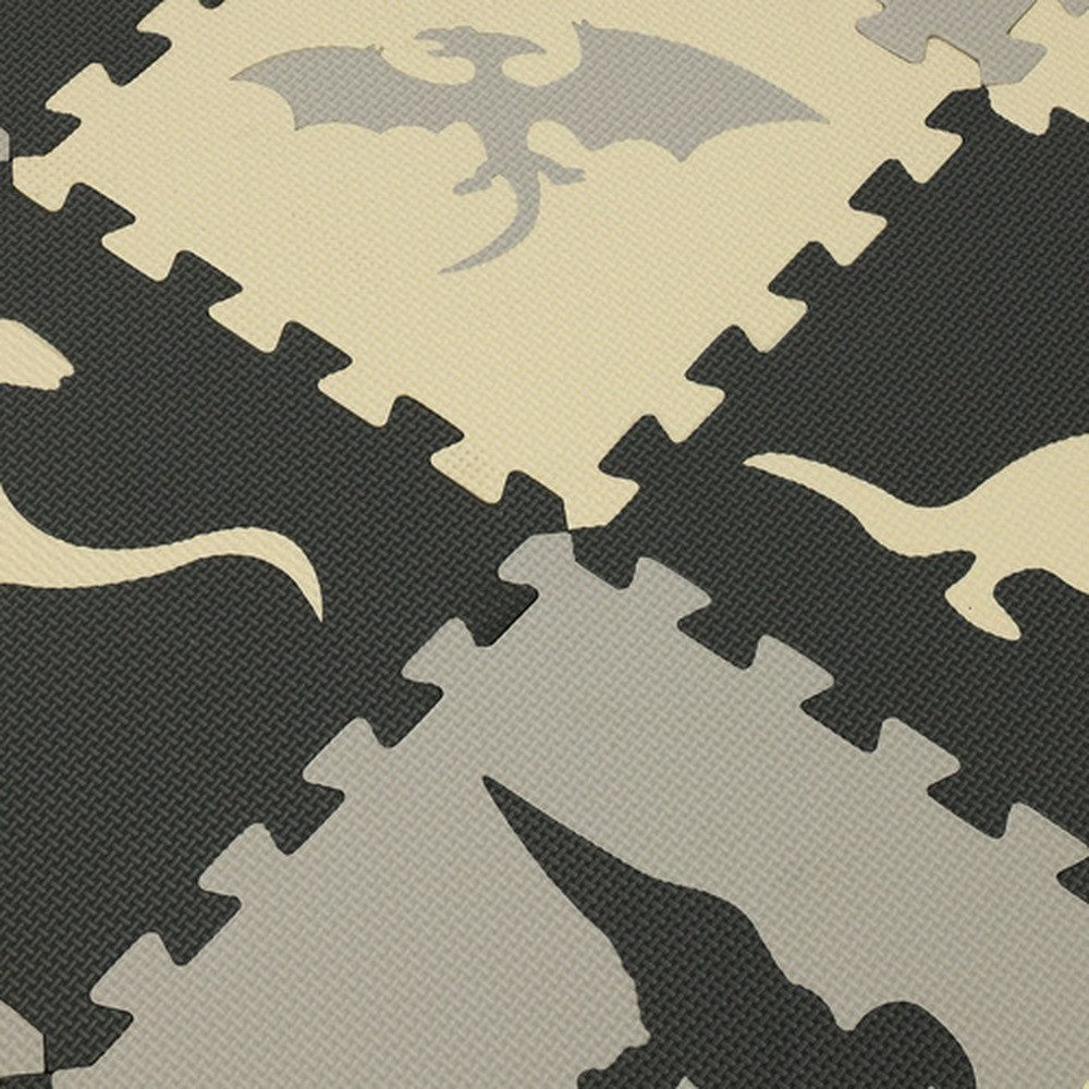 KRUZZEL Lernspielzeug Schaumstoffpuzzle Spielunterlage (Spar-Set, 35-St., wasserdicht), Dinosaurier-Elemente fördern Farb- und Formerkennung, Kreativität