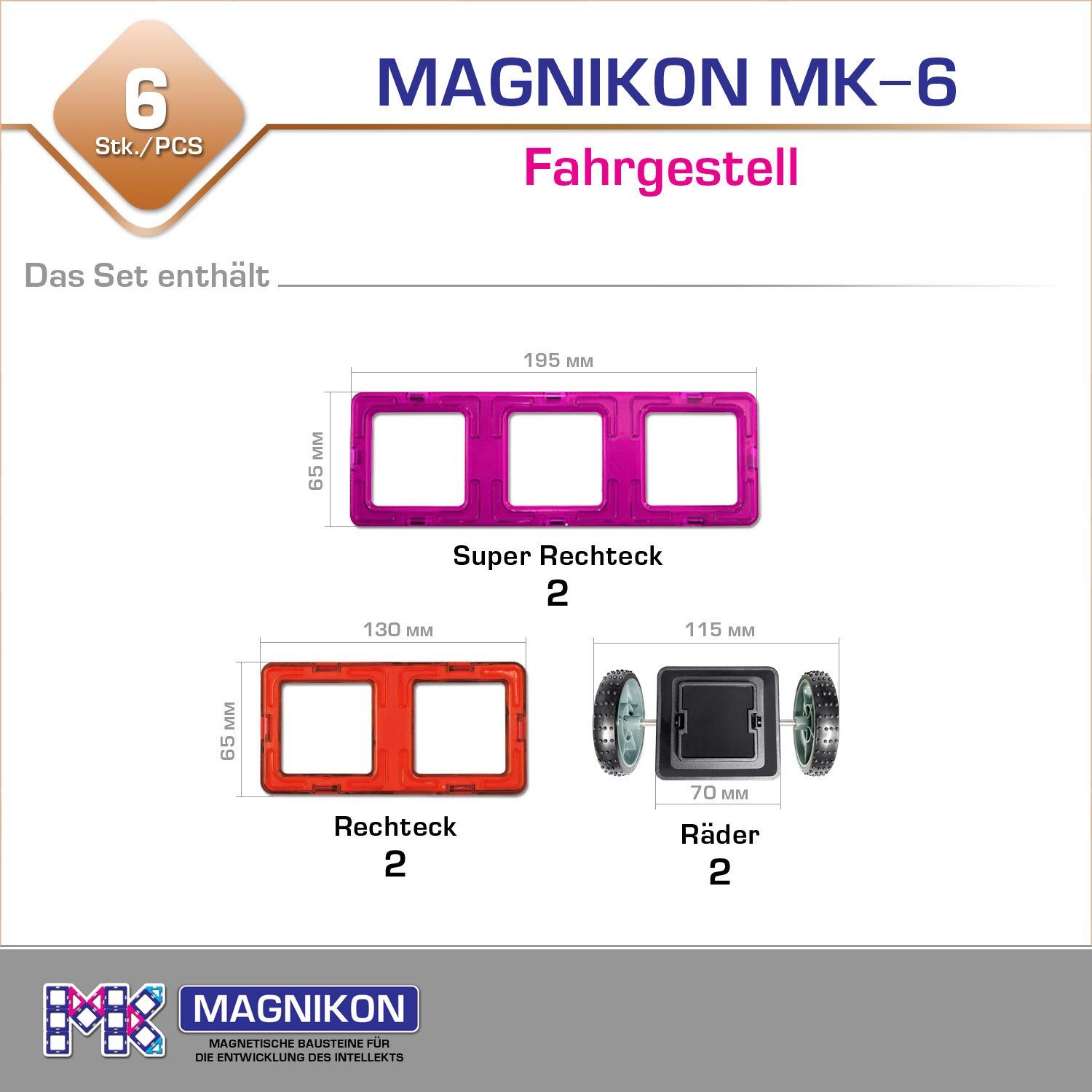 MAGNIKON Magnetische Bausteine Räder Magnetspielbausteine, (Erweiterungsset günstig online kaufen