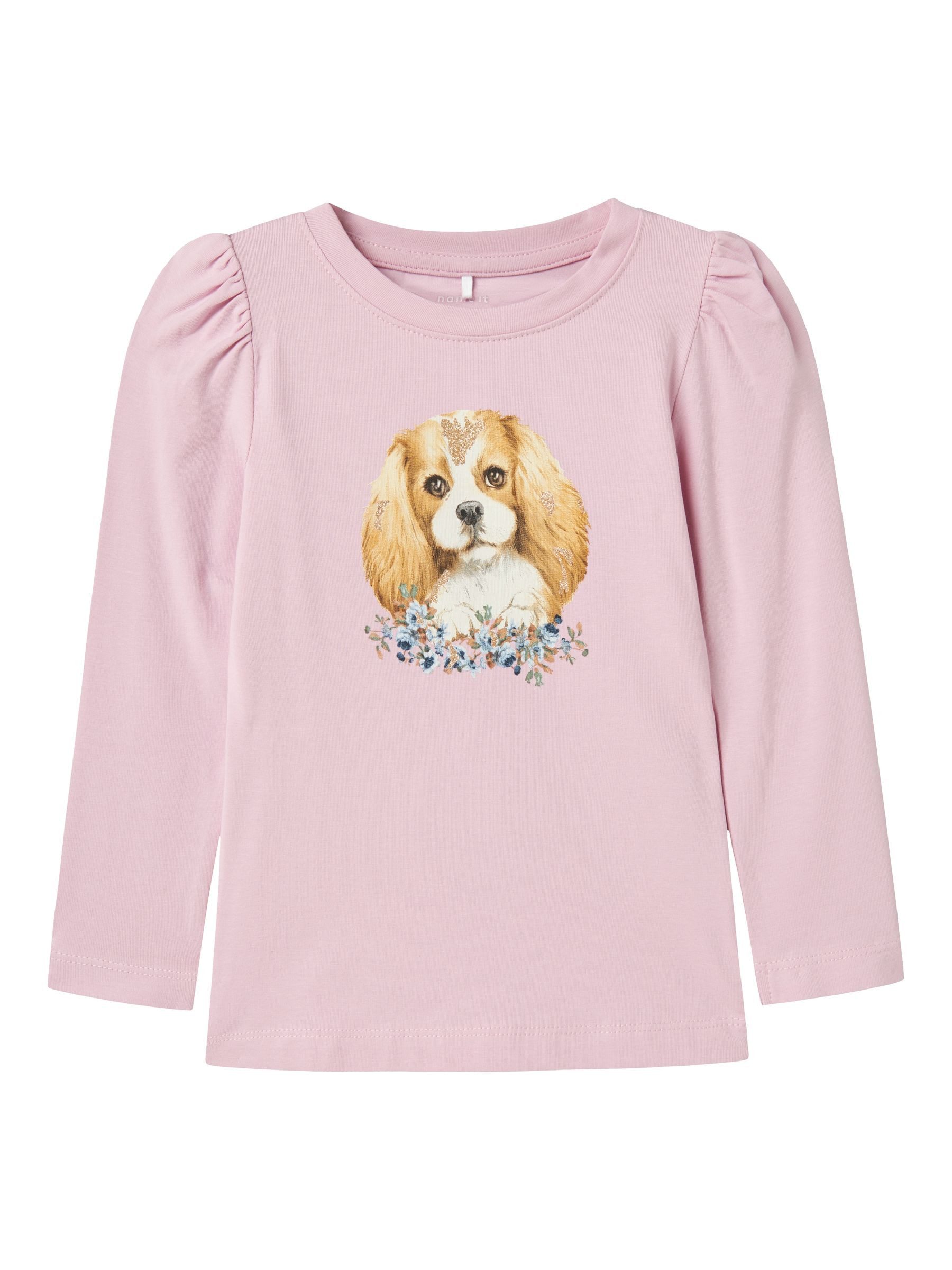 Langarmshirt Fotoprint Longsleeve Glitzer Hunde Motiv