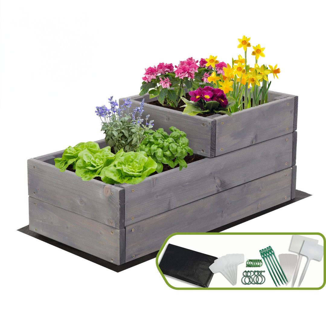 Modo24 Hochbeet ZP07 Kräuterbeet, Gartenbeet, Pflanzkasten, Blumenbeet, Gemüsegarten, für Garten und Terrasse, Kiefernholz Massivholz, Höhe 36 cm, 3 Farben