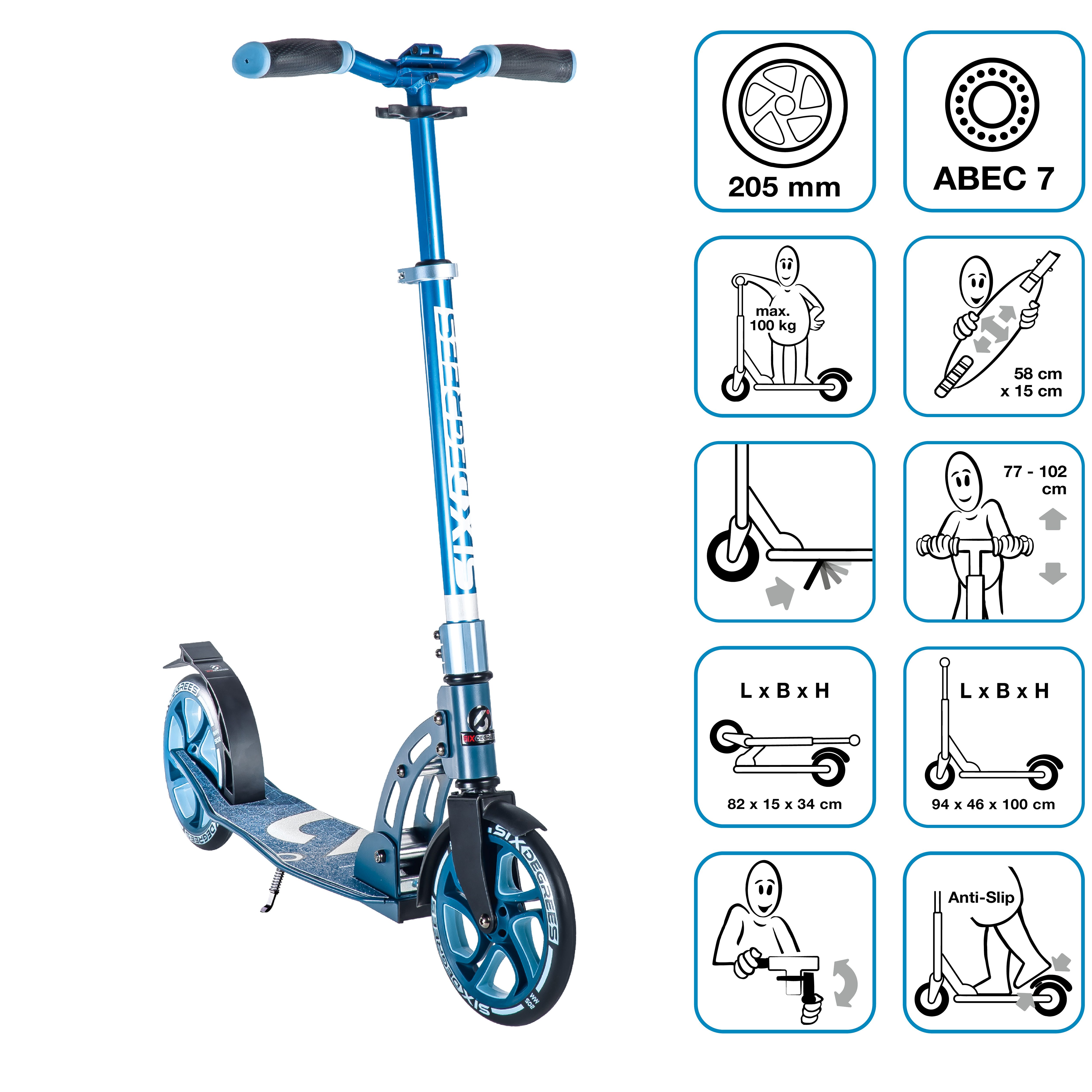SIX DEGREES Scooter Aluminium Scooter 205 mm – Bild 2 von 5