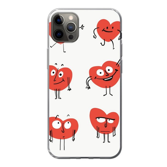 MuchoWow Handyhülle Eine Illustration von neun Herzen mit Emotionen Handyhülle Apple iPhone 13 Pro Max Smartphone-Bumper Print Handy