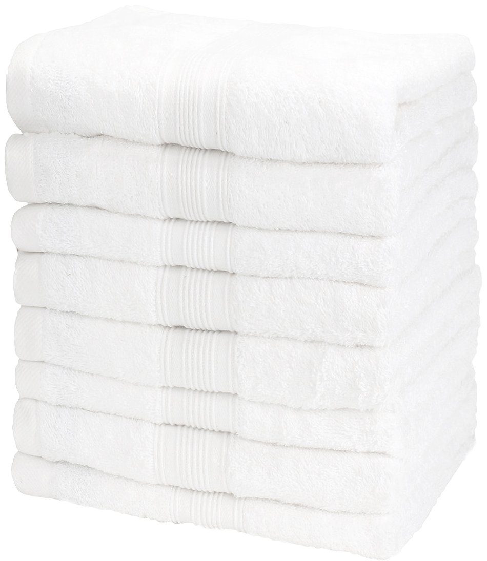 NatureMark Handtücher Handtuch 500gsm (8er-Set), 100% Baumwolle (8-St), 8X Frottier Handtücher mit Aufhänger, 50 x 100cm, Weiß