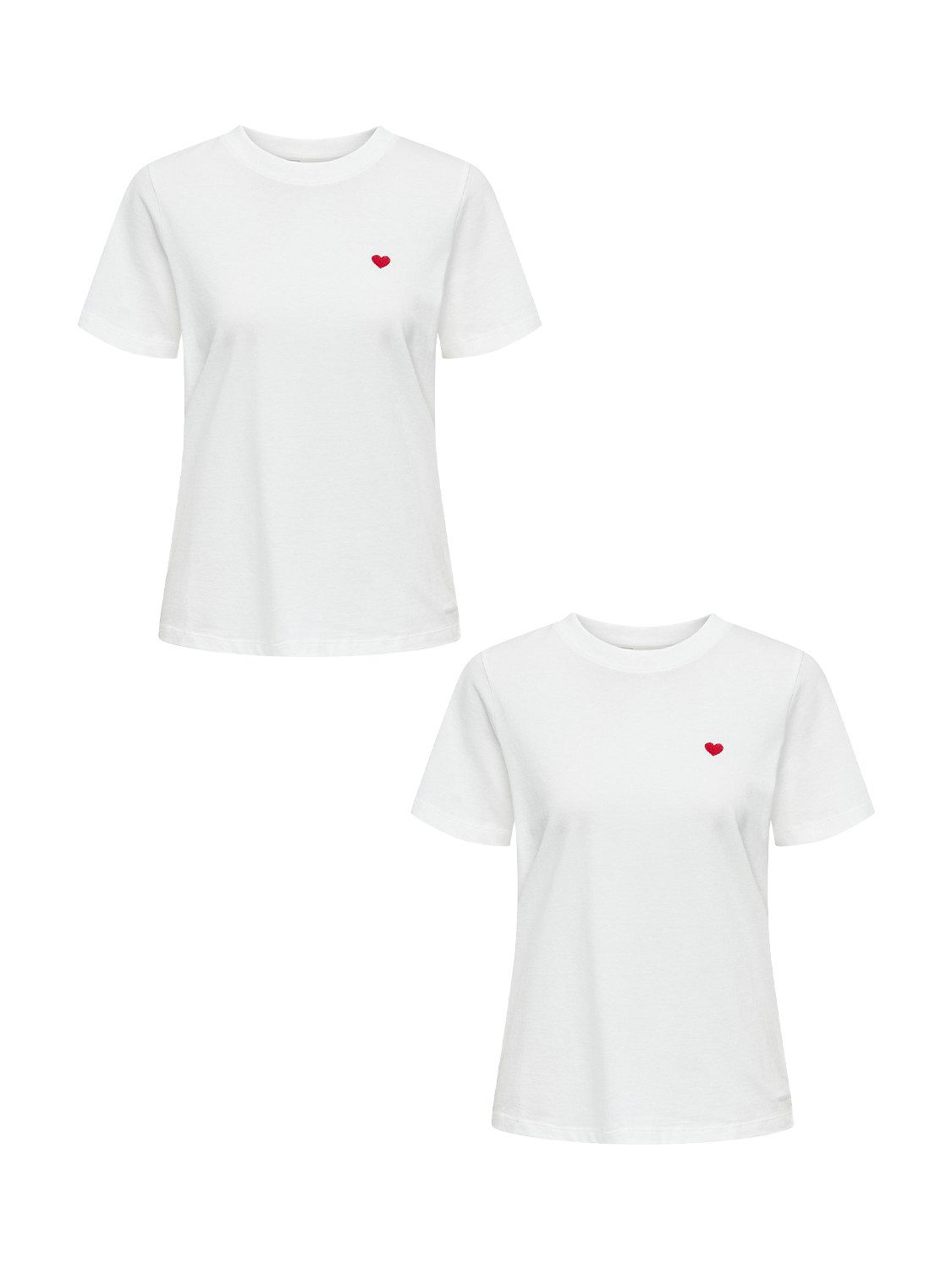 T-Shirt 2er-Set Rundhals Kurzarn lockeres Baumwolle