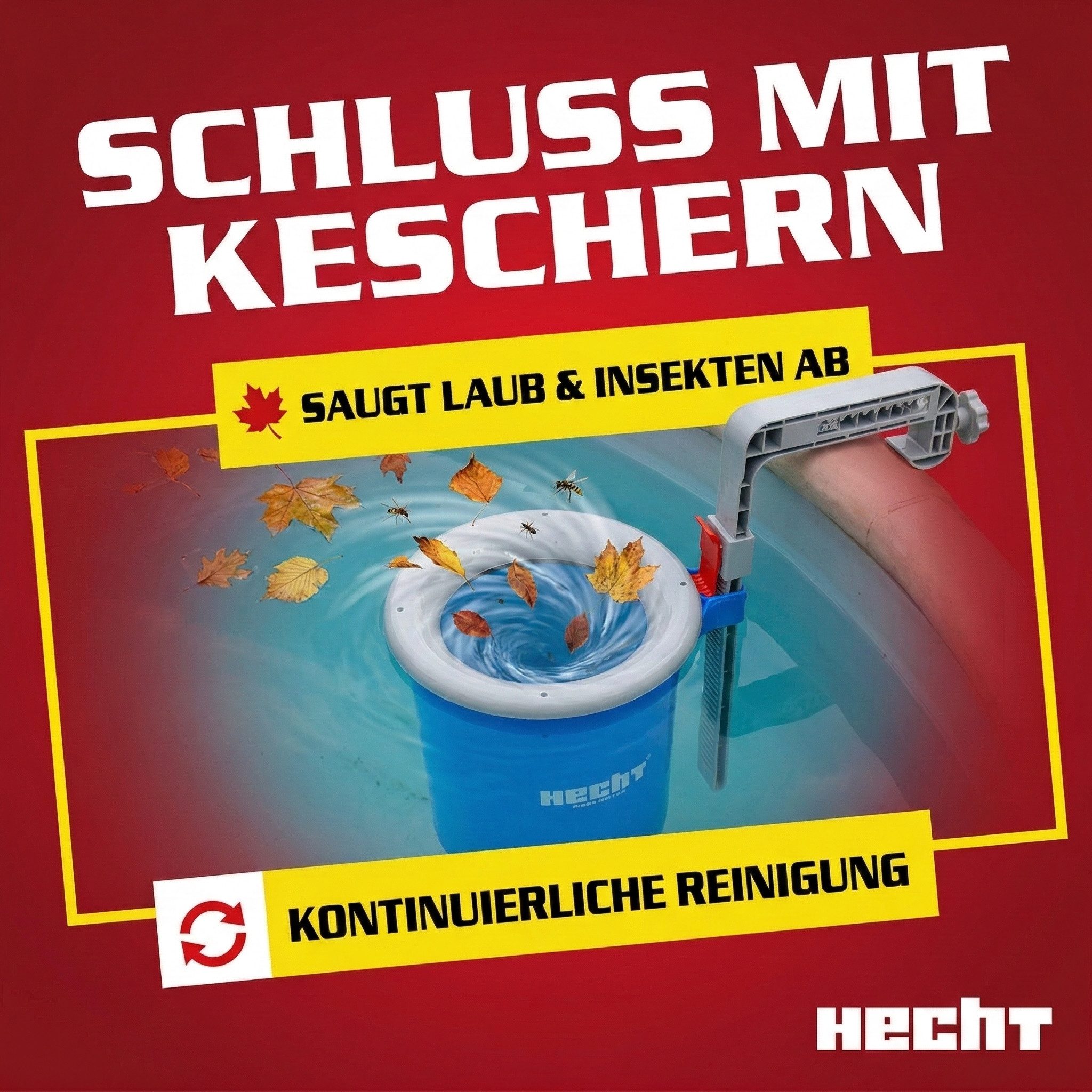 Hecht Skimmer Poolskimmer Einhängeskimmer für 32 mm & 38 mm Schläuche, Für Stahlwand- & Luftbecken, UV- & chemikalienbeständig