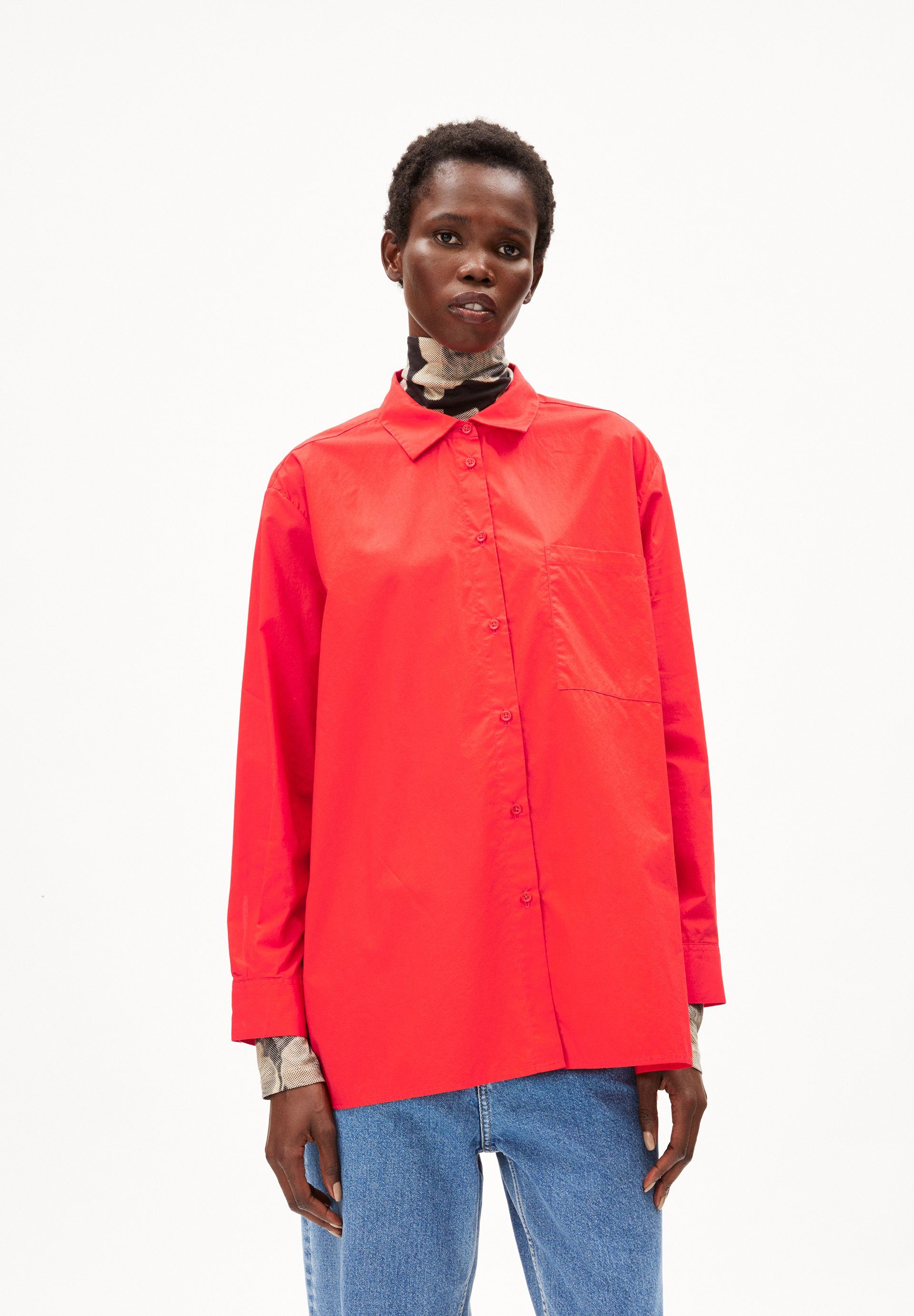 Armedangels Hemdbluse EALGAA Bluse Loose Fit aus Bio-Baumwolle Loose Fit (1-tlg) Rundhalsausschnitt