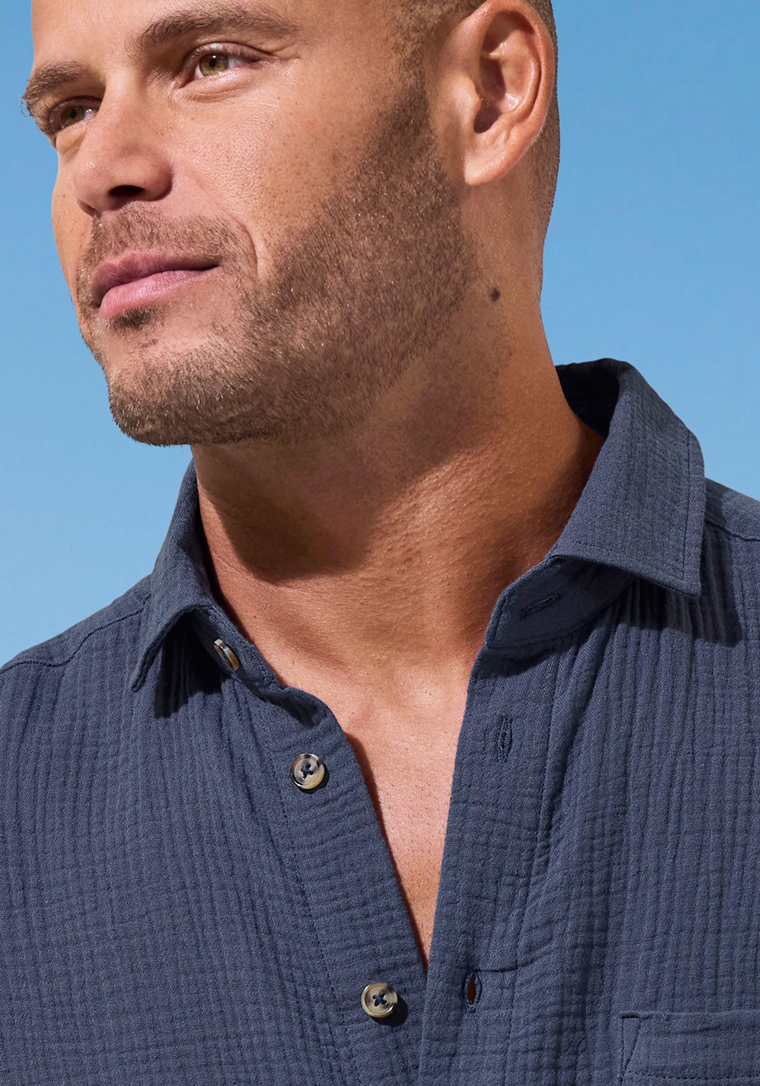 Beachtime Kurzarmhemd Regular fit Kurzarm, Freizeithemd aus Musselin-Ware