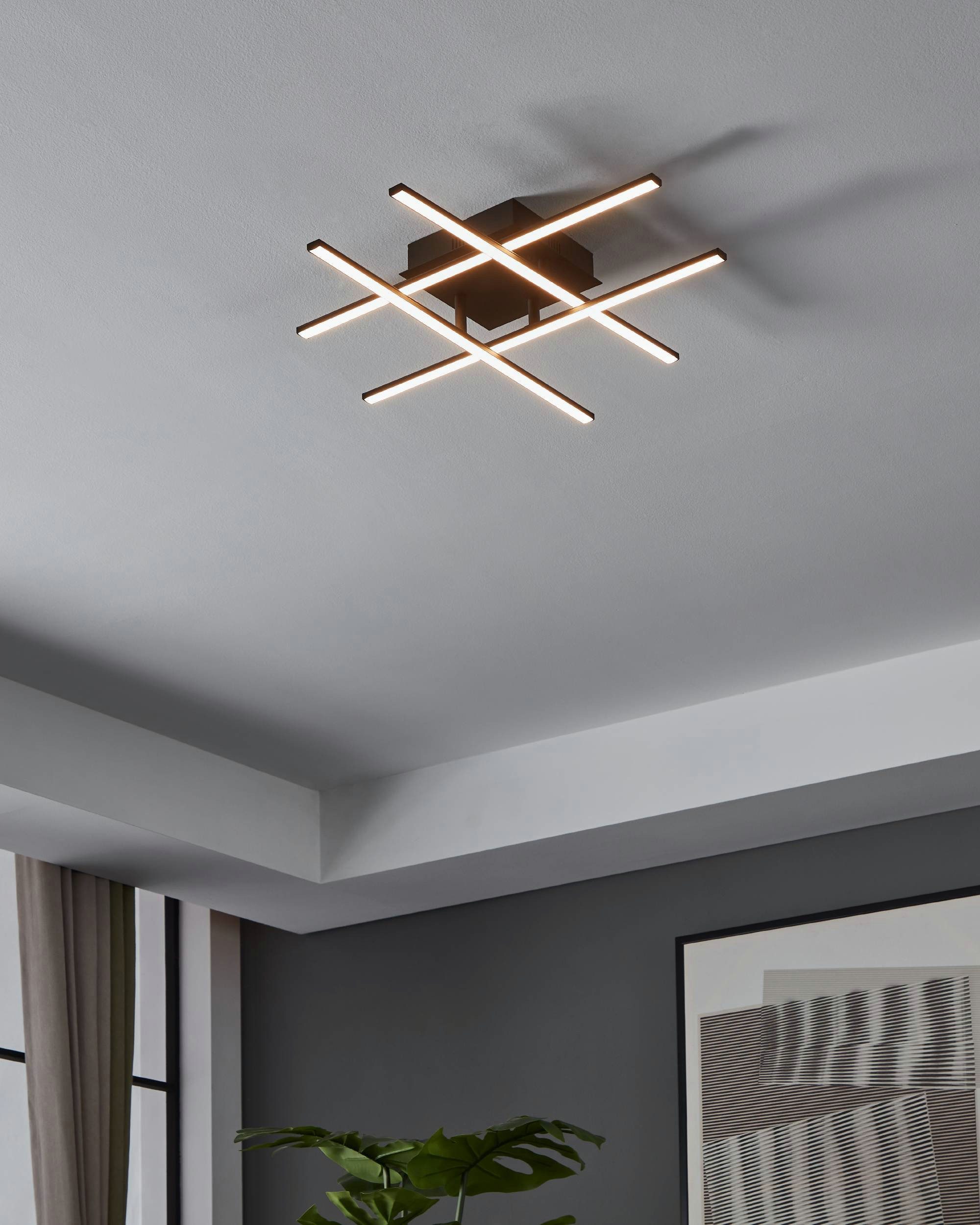 EGLO Deckenleuchte Lasana 3 Deckenleuchte, Wohnzimmerlampe, Stahl und Kunststoff, Lampe, LED fest integriert, Warmweiß, Wandlampe, Deckenlampe Schwarz, Weiß, Wohnzimmerlampe, L x B 50 cm