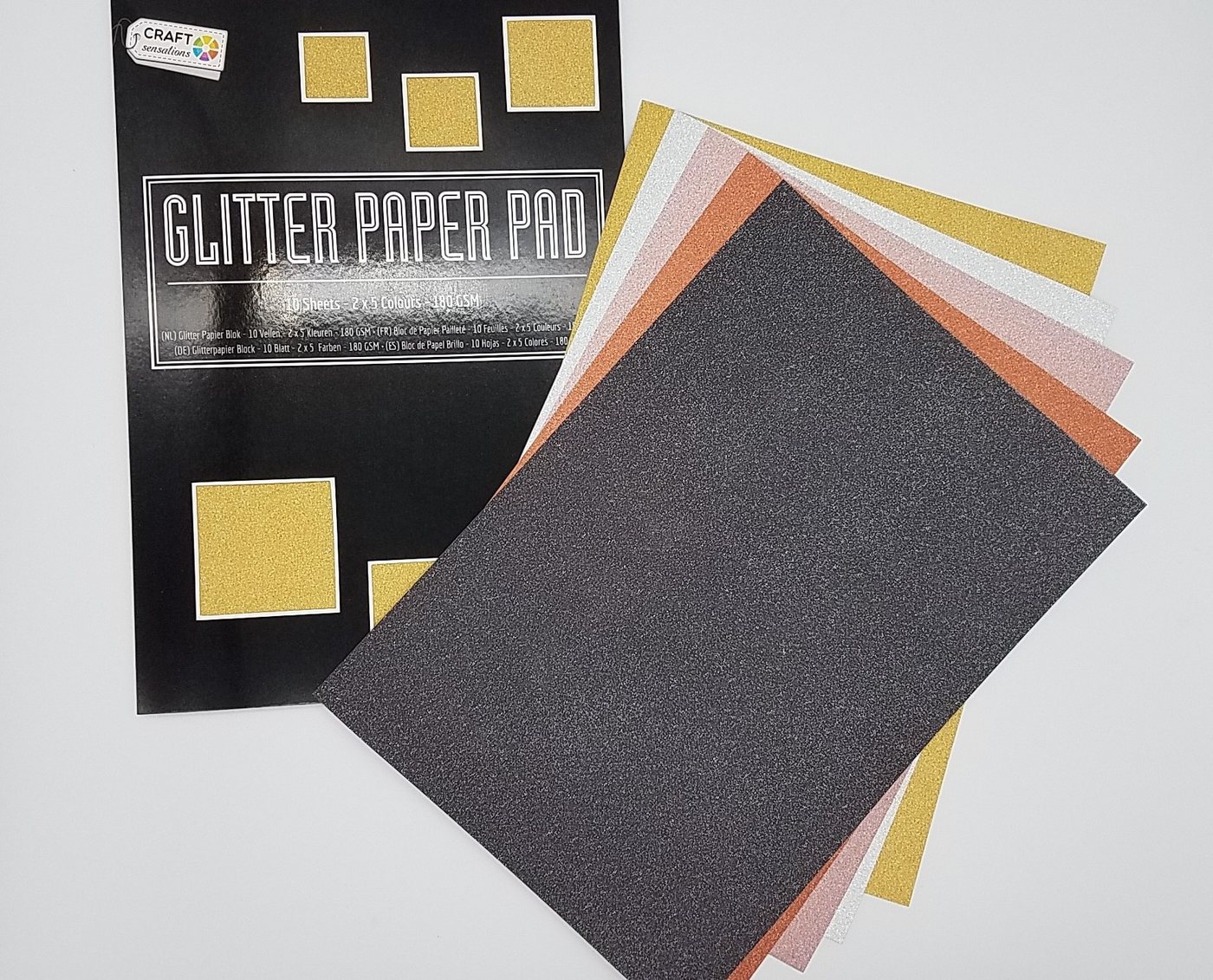 Thumbnail - Lelin Zeichenkartonblock 180 bunte Blätter quadratisch, 10 x Karton Glitzer + 50 x Hologr., Bastel-, und Papierset
