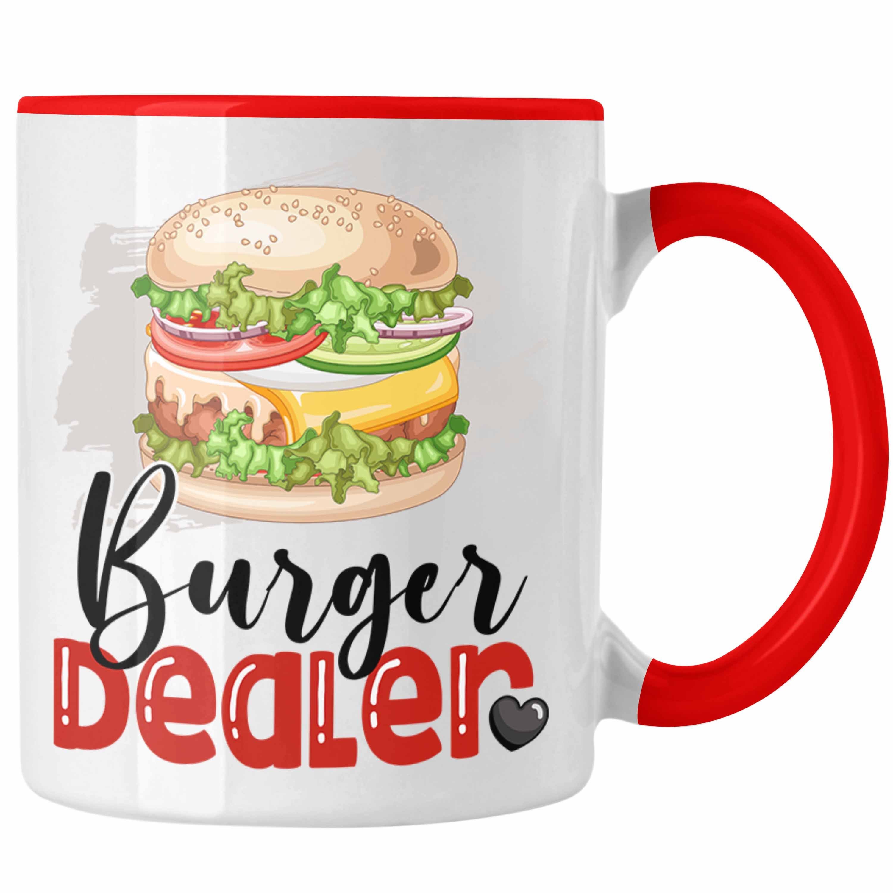 Trendation Tasse Burger Dealer Tasse Geschenk für Besten Burgerverkäufer Geburtstag Spr Rot