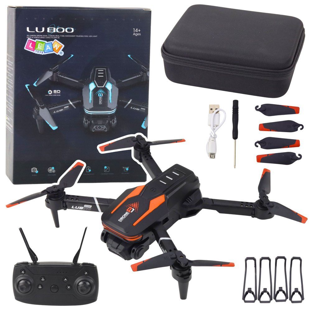 Wisam RC-Auto Ferngesteuerte Drohne LU800 Dual-Kamera LED-Leuchten Orange