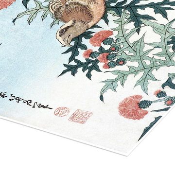Posterlounge Poster Katsushika Hokusai, Vogel und Distel, Malerei