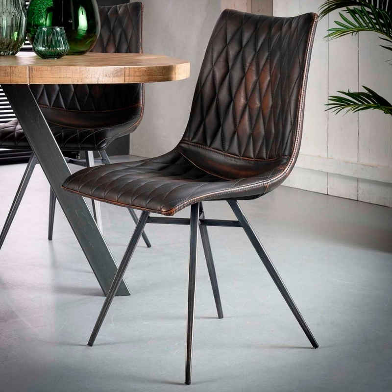 RINGO-Living Stuhl Stuhl Yasha in Braun und Silber, Möbel