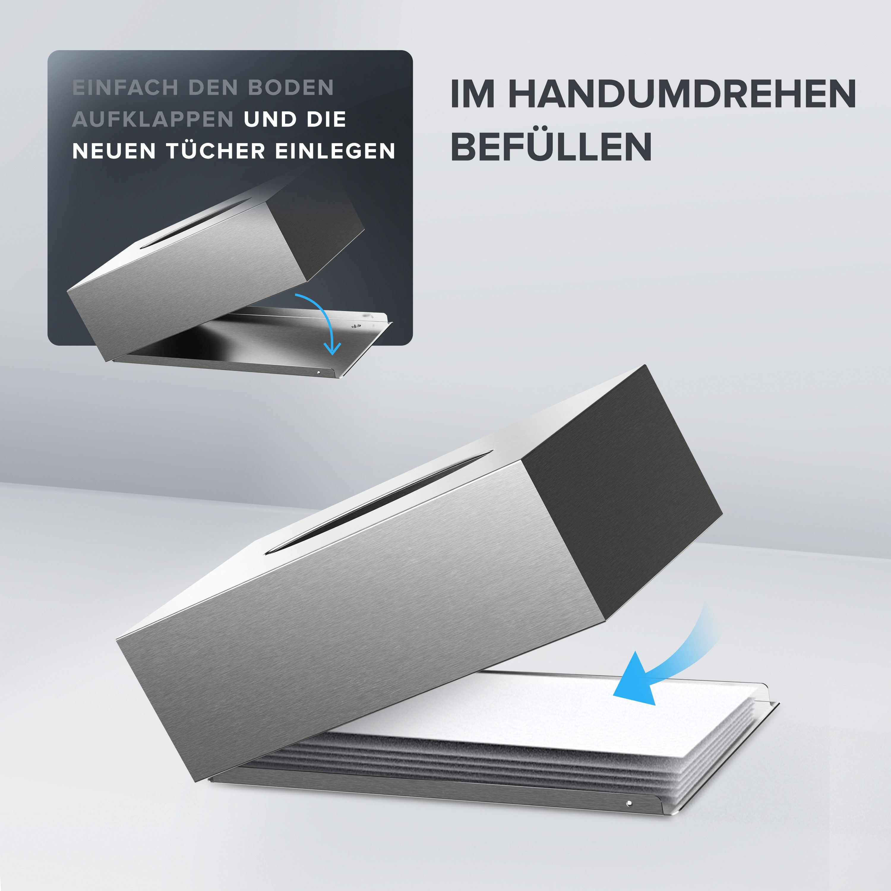 ovimar Papiertuchbox (1 St), aus Edelstahl in Silber zur Zum Kleben