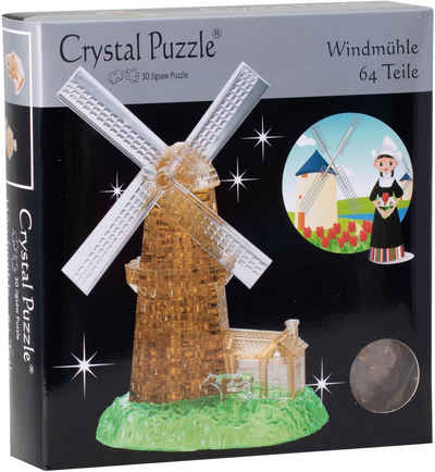 HCM KINZEL 3D-Puzzle Crystal Puzzle, Windmühle, 64 Puzzleteile