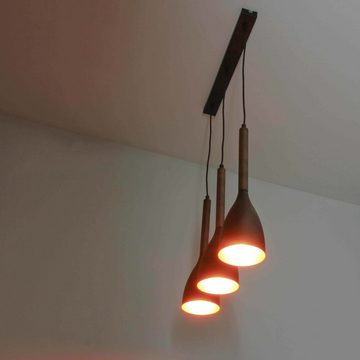Licht-Erlebnisse Pendelleuchte MUZA, ohne Leuchtmittel, Hängeleuchte Schwarz Gold Metall Holz hängend Esszimmer Lampe