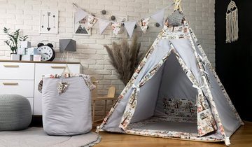 Pamek Spielzelt Wald Tiere Kinder Tipi Zelt Spielset für Kinder, Teepee (7-tlg)