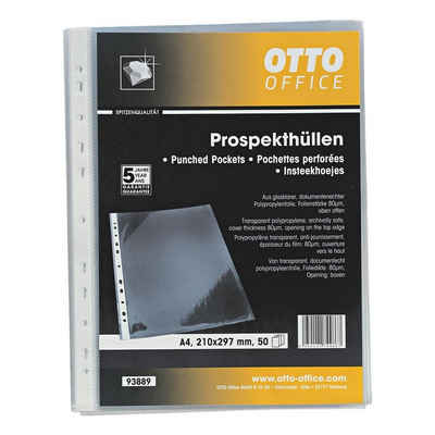 Otto Office Premium Prospekthülle Premium, 50 Stück, glasklar, Format A4 mit Multilochung, oben offen