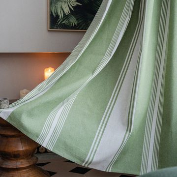 Vorhang Vorhang Vorhang aus garngefärbtem gestreiftem grünem, AUKUU, Küchenvorhang aus Baumwolle und Leinen halbverdunkelnder