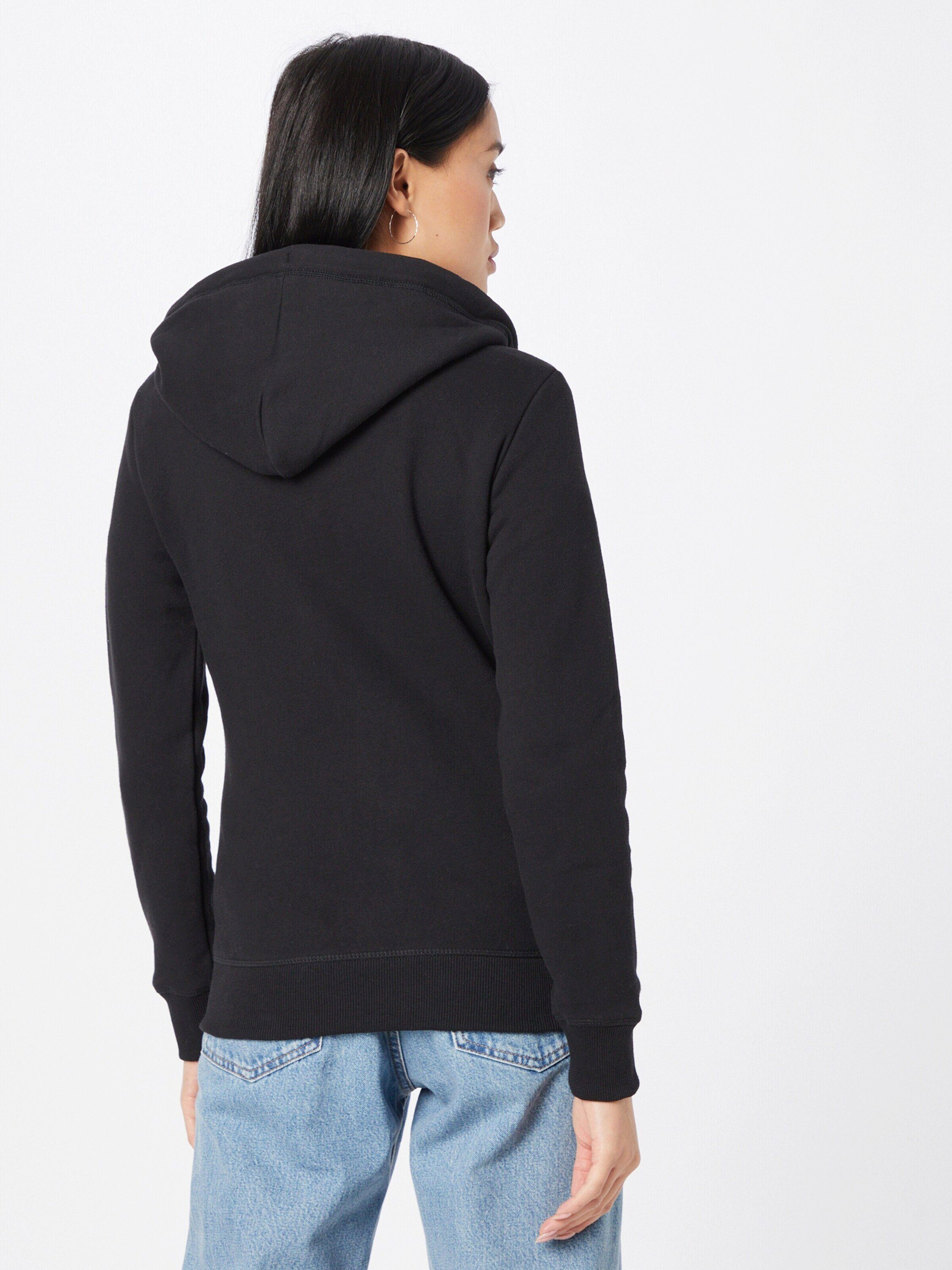 Superdry Schwarz (1-tlg) Stickerei Sweatjacke