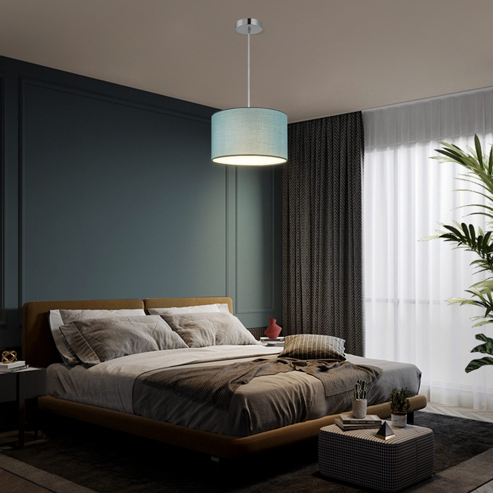 Zedelmaier Pendelleuchte Deckenleuchte hängend mit Stoff Lampenschirm E27 x günstig online kaufen