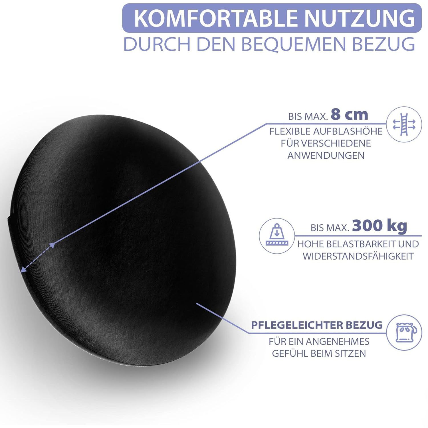 SURFOU Ballsitzkissen mit Pumpe Balancekissen 33cm Luftkissen Sitzkissen Rückenschmerzen, Stärkung Muskulatur Verbesserung Körperhaltung Büro Zuhause Fitness