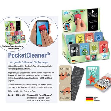 WEDO PocketCleaner Brillen-Putztuch, Smartphone- oder Tabletputztuch im Ku, Displayschutzfolie