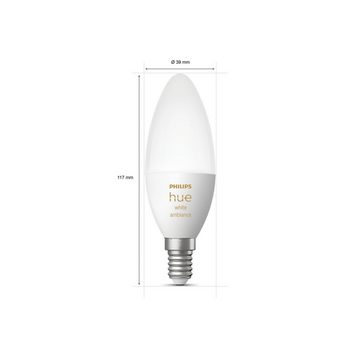 Philips LED-Leuchtmittel Philips Hue LED E14 White Ambiance Kerze 2 x 470 lm 2er Pack