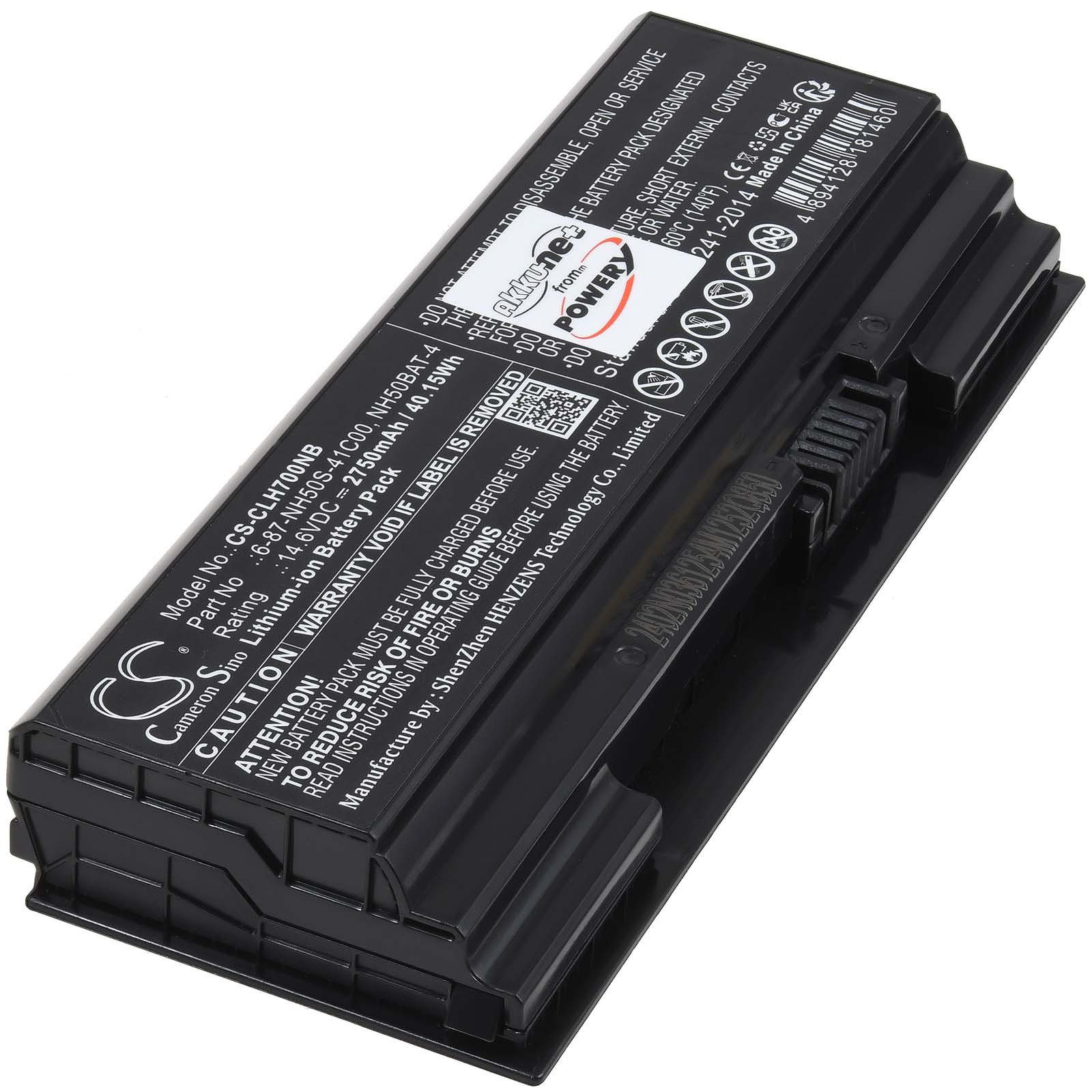Powery Akku für Clevo Typ NH50BAT-4 Laptop-Akku 2750 mAh (14.6 V)